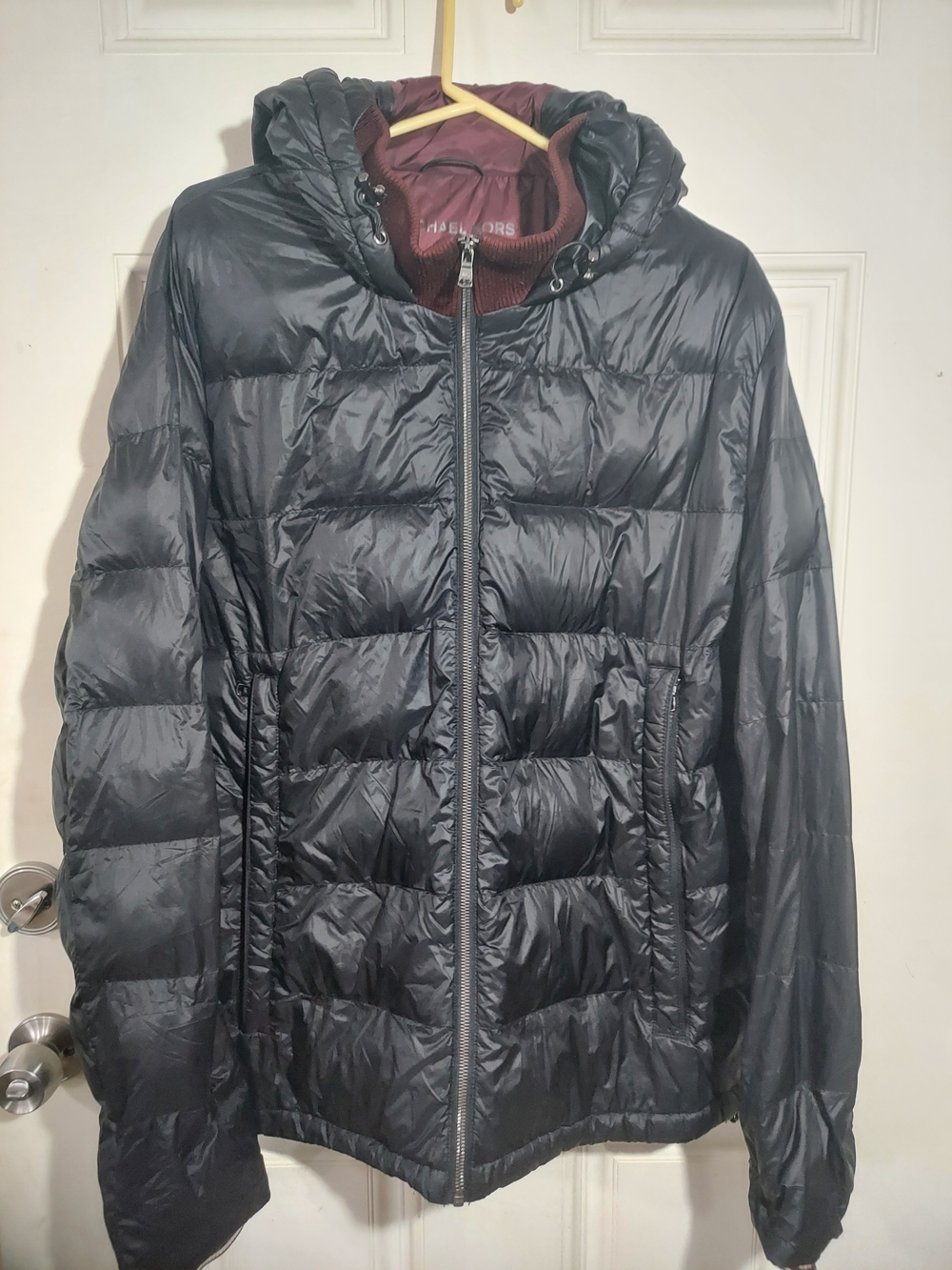 Michael Kors Black Hooded Unique Quilted Puffer Jacket